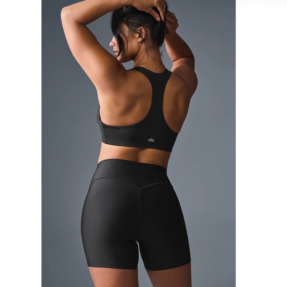 NWT Alo Yoga Airlift Advantage Racerback Bra Black Size Large - Picture 2 of 4